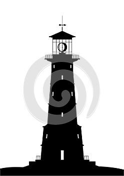 Lighthouse - black isolated on photo