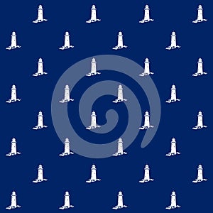 Lighthouse on Blue Background,Seamless Pattern