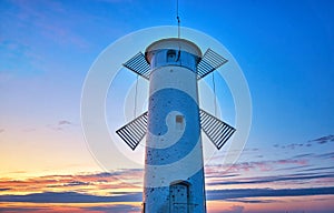 Lighthouse with blue sky on the Baltic Sea in SwinemÃ¼nde. Swinoujscie, Poland