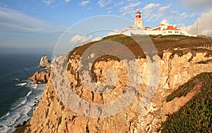 Lighthouse of Cabo da Roca on the rocks, Portugal photo