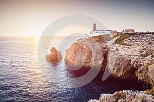 Lighthouse in  Cabo de San Vicente Algarve, Portugal photo