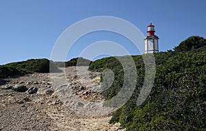 Lighthouse Cabo Espichel at the coast of Portugal