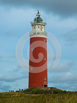 The Eierland lighthouse with cloudy sky, Texel Island, Netherlands