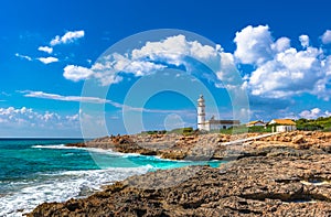 Lighthouse of Cap de Ses Salines on Majorca Spain