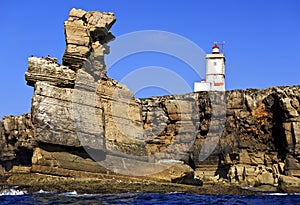Lighthouse at Cape Carvoeiro, Nau dos Corvos. Peniche, Portugal.