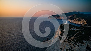 Lighthouse on Cape Ducato, Lefkada (Lefkas) taken at sunset. Also known as Sapphos point