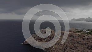 Lighthouse at Cape Formentor in Coast of North Mallorca, Spain. Artistic sunrise and dusk landascape