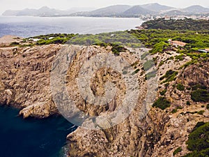 Lighthouse at Cape Formentor in Coast of North Mallorca, Spain. Artistic sunrise and dusk landascape