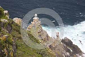 Lighthouse at Cape Point with stormy sea
