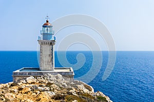 Lighthouse at cape Tainaron lighthouse in Mani Greece.