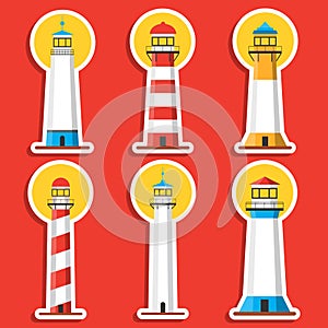 Lighthouse, cartoon lighthouse buildings. Icon lighthouse. Cartoon illustration