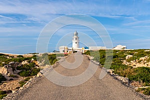 The lighthouse of Cavalleria Menorca island. Baleares, Spain