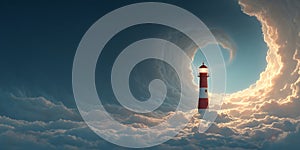 Lighthouse in Celestial Cloudscape Hope Guidance and Inspiration