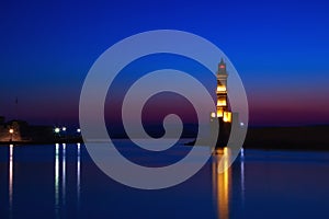 Lighthouse of Chania at ummer sunset , Crete , Greece