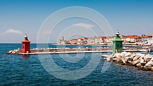 The lighthouse in city Piran