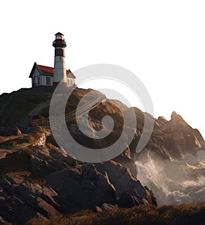 lighthouse on a cliff. transparent PNG