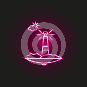 lighthouse cloud sun neon style icon. Simple thin line, outline vector of landspace icons for ui and ux, website or mobile