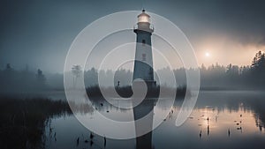 lighthouse on the coast A lighthouse in a frozen wasteland, where a deadly blizzard is raging.