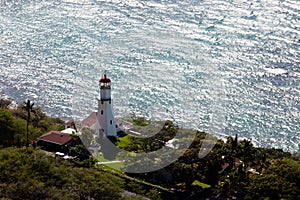 Lighthouse on coast of Waikiki in Hawaii