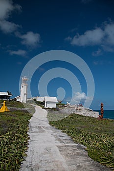 Lighthouse communication tower on the small Mexican island of Isla Mujeres (island of the women)