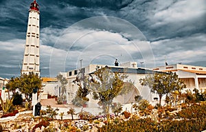 Lighthouse on Culatra Island in Ria Formosa, Portugal