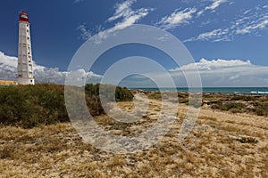 Lighthouse on Culatra Island in Ria Formosa, Portugal