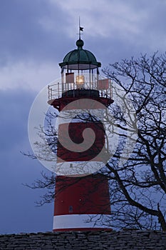 Lighthouse with dark clouds in the background