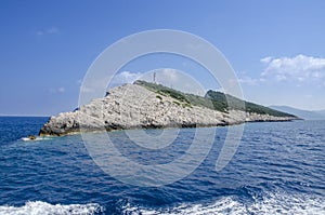 Lighthouse Doukato in Lefkada island, Greece, Ionian sea