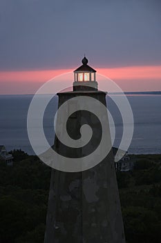 Lighthouse at dusk.