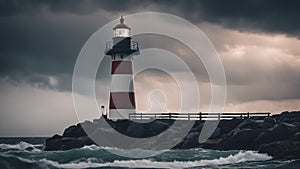 lighthouse at dusk Lighthouse In Stormy Landscape Leader And Vision Concept