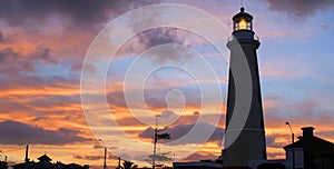 Lighthouse at dusk. Punta del Este, Uruguay. photo