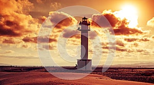 Lighthouse at El Fangar, in the Ebro Delta, in Spain