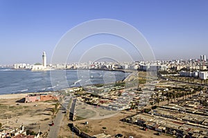 Lighthouse El Hank top panoramic view to Grande Mosquee Hassan II