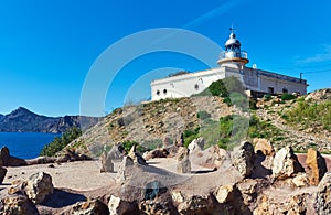 Lighthouse El Hoyo in Portman village, Spain