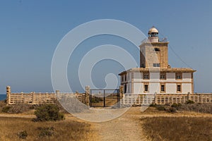 Lighthouse at the end of a road on the Island of Tabarca