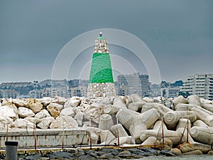 Lighthouse at the entrance of the harbour of Benalmadena