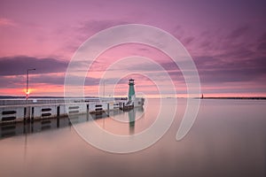 Lighthouse at the entrance to the port of Gdansk, Poland