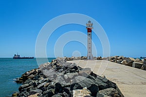 El Espigon lighthouse from Mazagon, Huelva, Spain photo