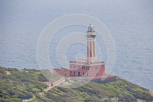 The Lighthouse Faro Di Punta Carena on the island Capri, Italy