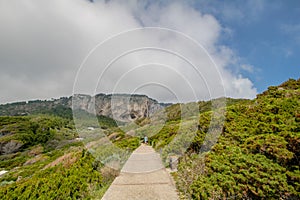 The Lighthouse Faro Di Punta Carena on the island Capri, Italy