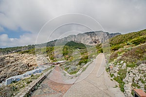 The Lighthouse Faro Di Punta Carena on the island Capri, Italy