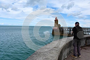 Lighthouse in Fecamp, Normandy France photo