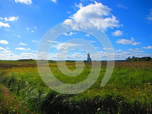 Lighthouse in a field, prince edward island Canada