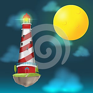 Lighthouse Float Island Cloud night vector