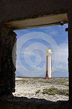 Lighthouse framed in doorway