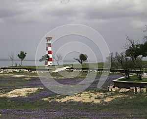 Lighthouse on fresh water lake