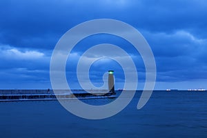 Lighthouse in Gdynia at night