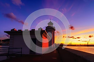 Lighthouse in Getxo at twilight