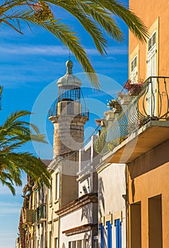 Lighthouse of Grau du Roi city during a synny day in France