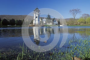 Lighthouse and harbor, New England region